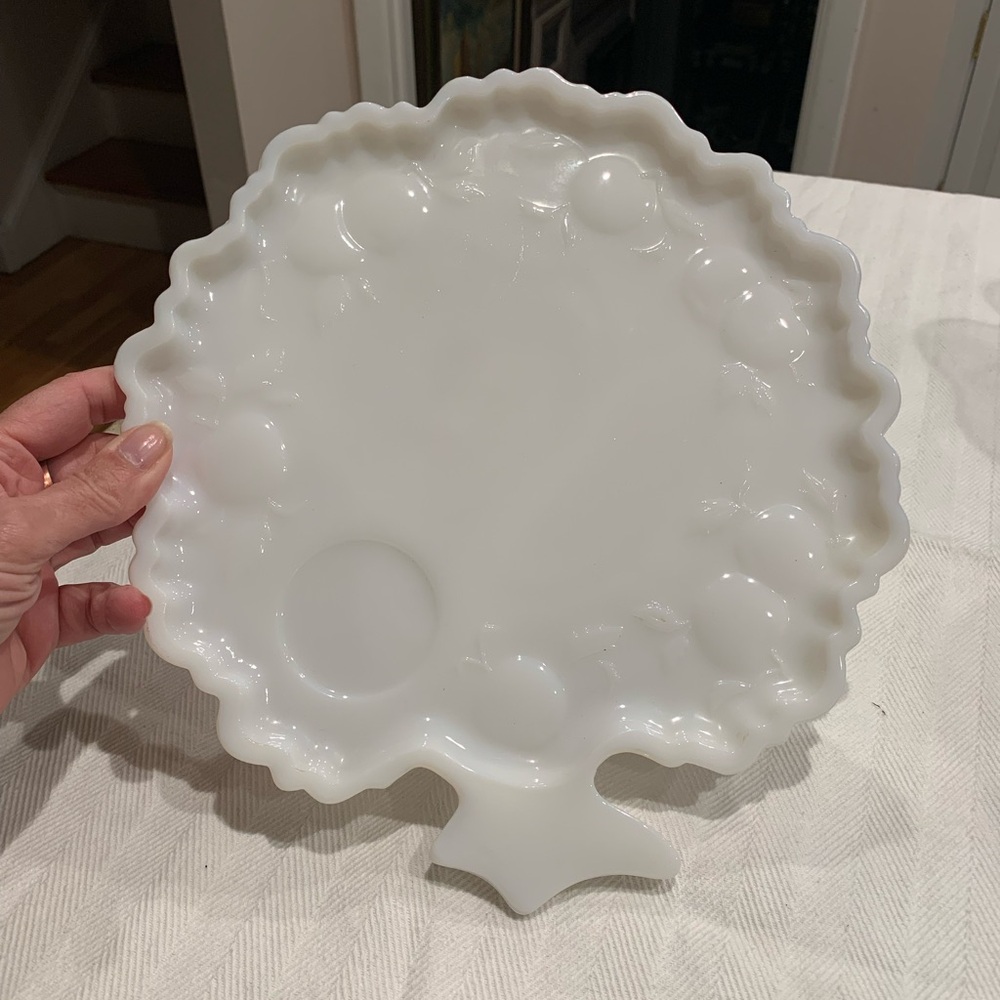 Vintage White Milk Glass Hazel Atlas Tree
Patterned Snack Plate